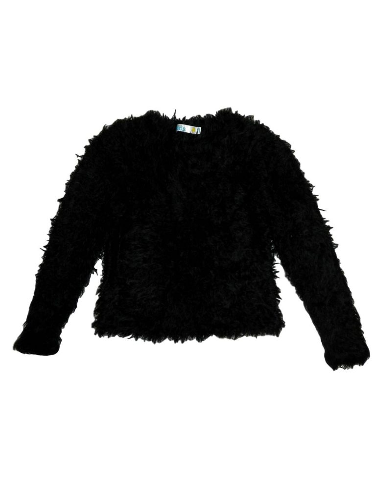 Újszerű M&Co Fekete szőrmés pulóver (122-128)