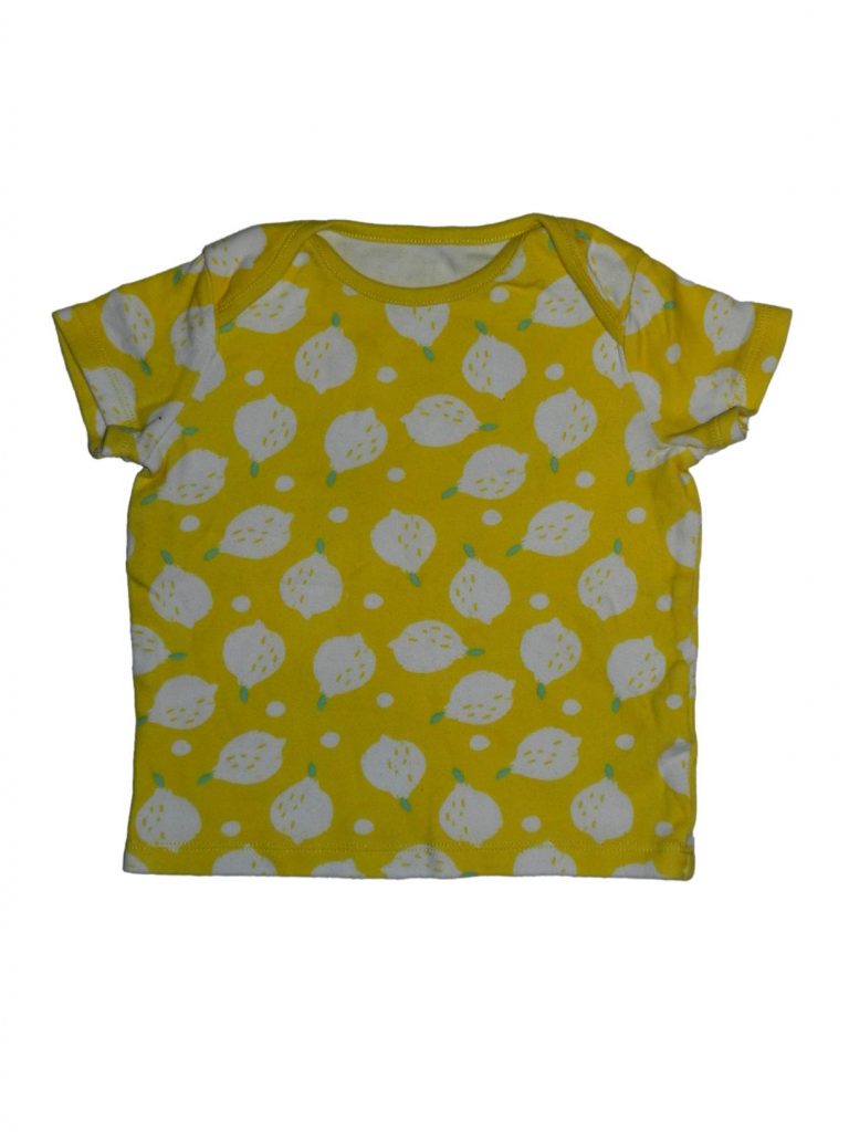 Jó állapotú F&F Mintás sárga póló (80-86)