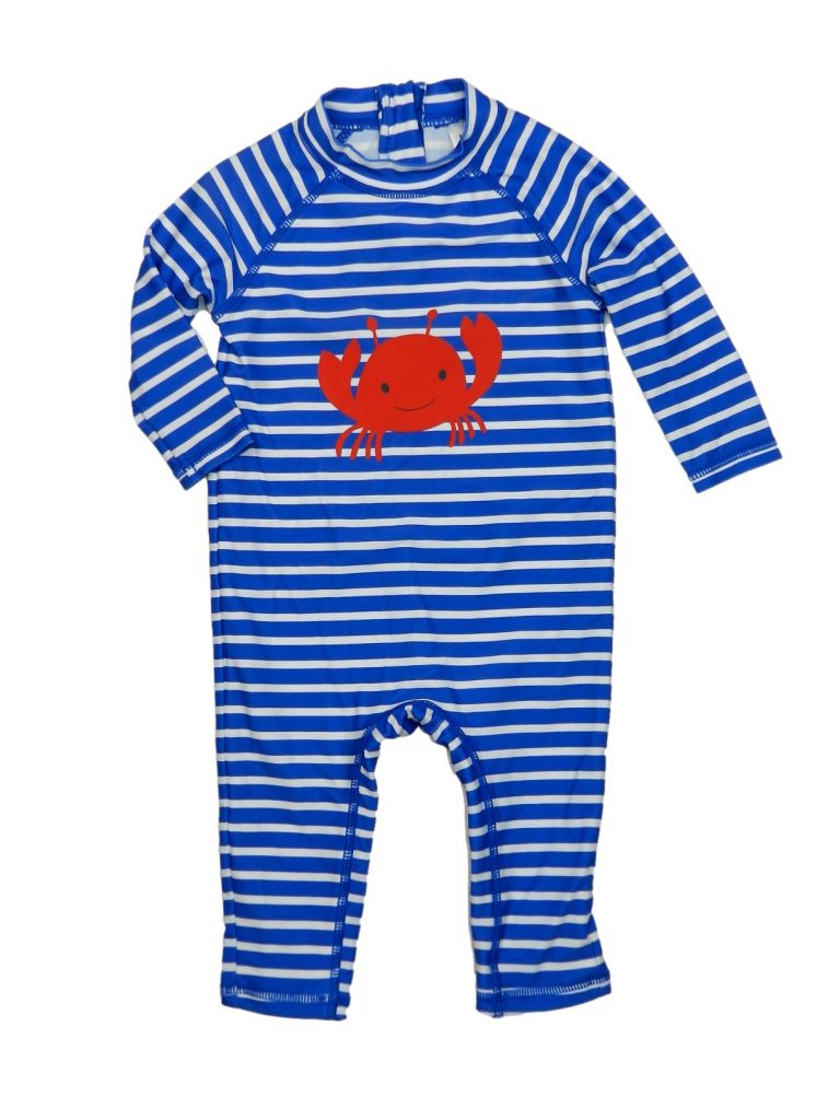 Újszerű Marks & Spencer Kék-fehér fürdőruha (68-74)